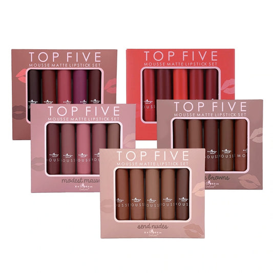 Set de labiales top five mousse mate